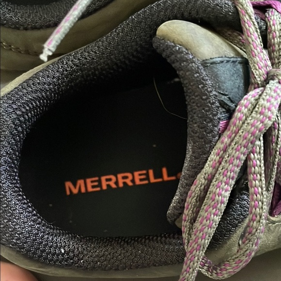 Merrell Womens Olive & Purple Trail Sneakers Outdoor Comfort - Picture 2 of 7